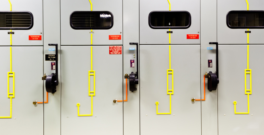 Front view of power distribution system